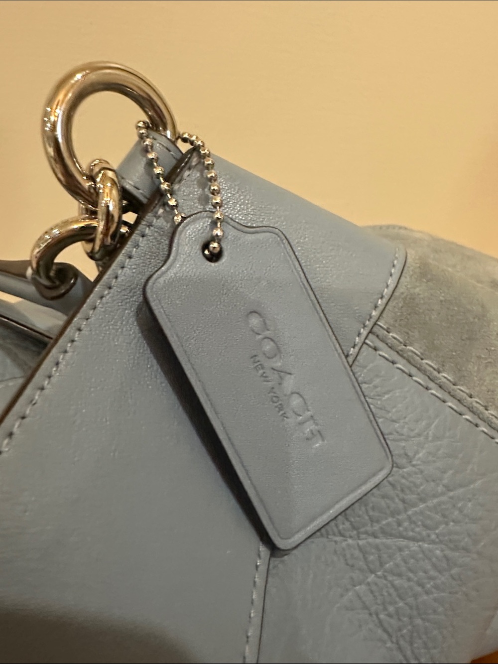 Coach Lexy Powder Blue Leather & Suede Shoulder Bag With Hangtag - Picture 3 of 14